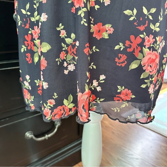 Arizona Jean Co Floral Mesh Mini Dress Size Large Gothic Y2K Grunge Vibes - Picture 6 of 16
